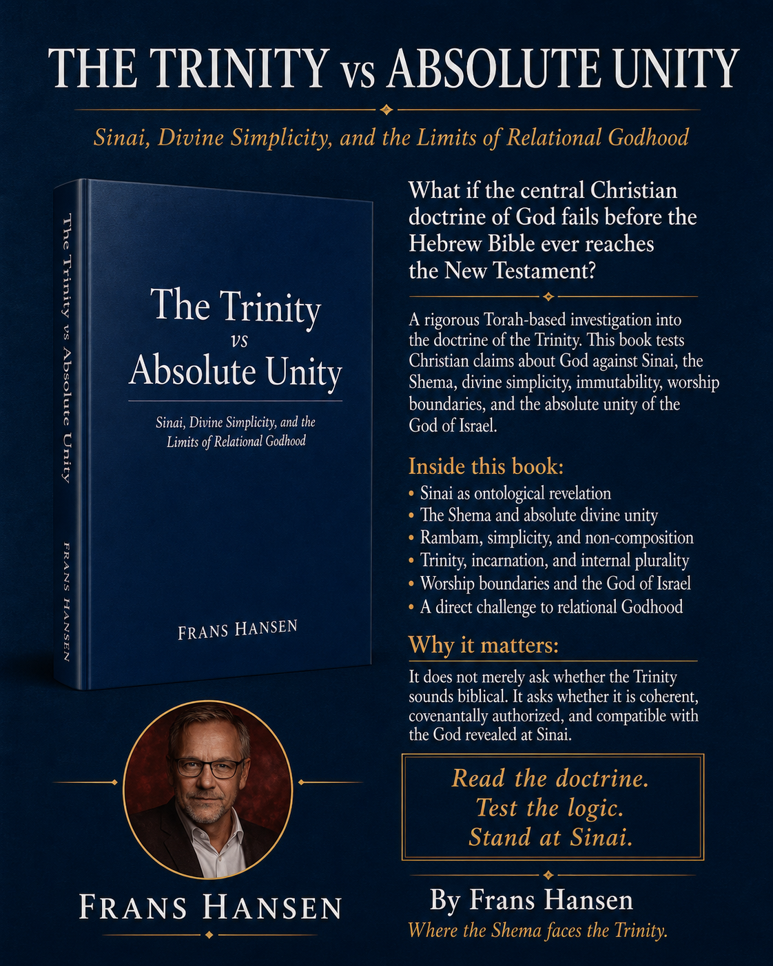 Visual sales pitch for The Trinity vs Absolute Unity: Sinai, Divine Simplicity, and the Limits of Relational Godhood